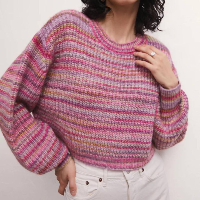 Shop Z Supply Prism Metallic Stripe Sweater In Pink