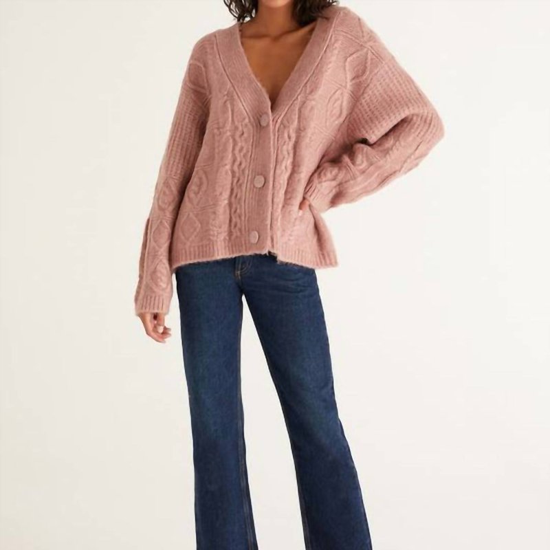 Shop Z Supply Ryleigh Cable Knit Cardigan In Pink