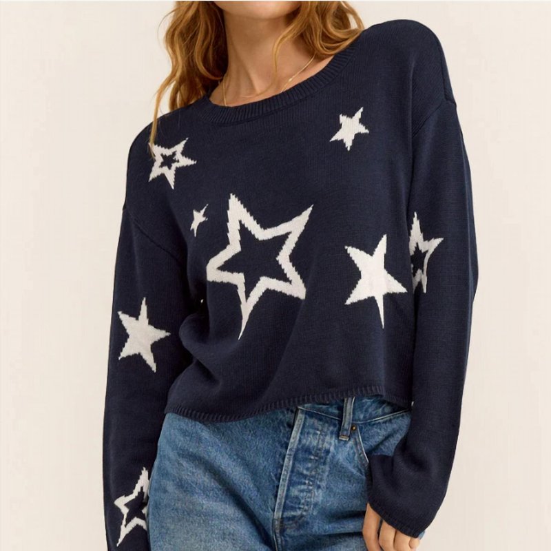 Shop Z Supply Seeing Stars Sweater In Blue