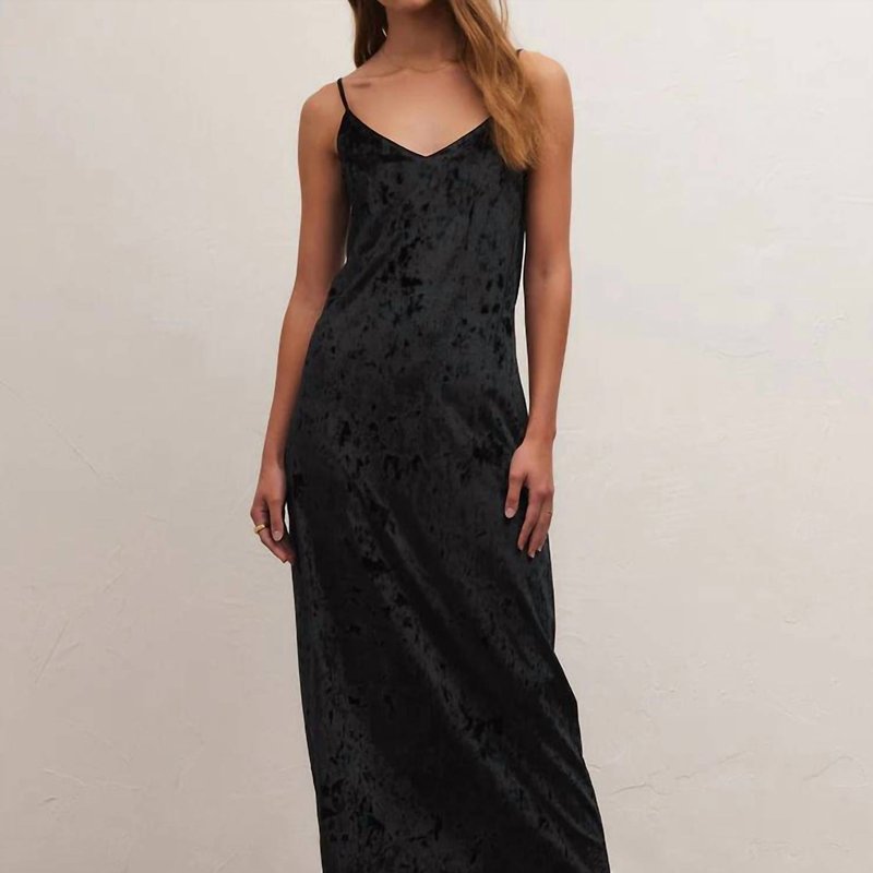 Shop Z Supply Selina Crushed Velvet Dress In Black