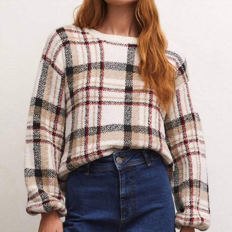 Shop Z Supply Solange Plaid Sweater In Brown