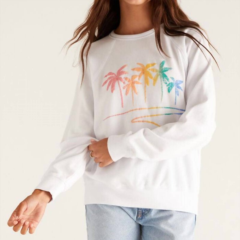 Z Supply Vintage Palm Sweatshirt In White