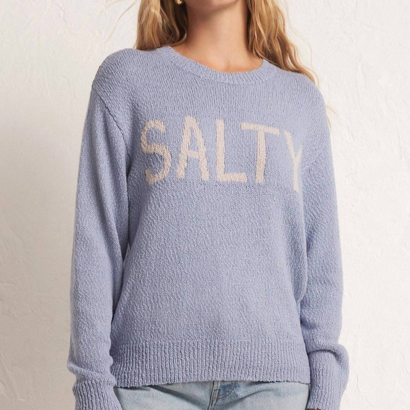 Shop Z Supply Waves And Salty Sweater In Stormy In Blue