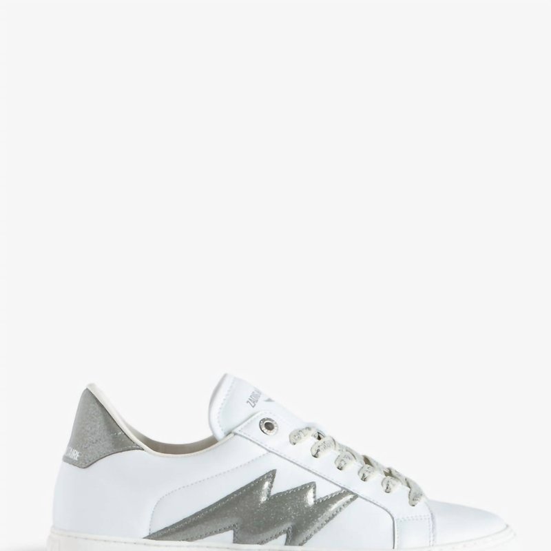 Shop Zadig & Voltaire Women's La Flash Smooth Sneaker In Silver In Grey