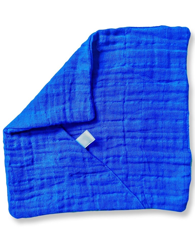 Blue Mini Cotton Pocket Security Lovey - Blue