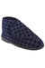 Mens Bertie Check Velour Touch Fastening Bootee Slippers - Navy Blue