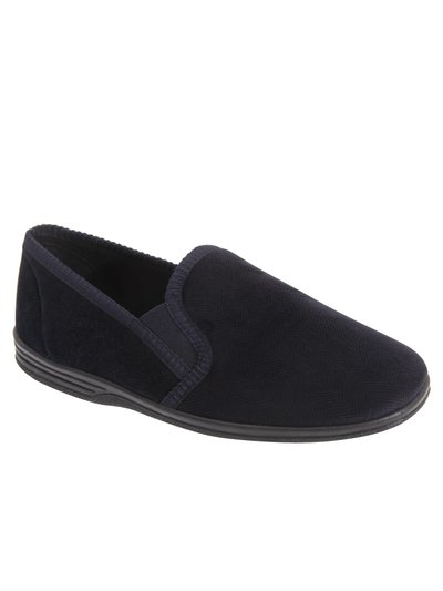 Zedzzz Mens Lewis Striped Twin Gusset Slippers (Navy Blue/Grey) product