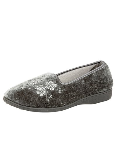 Zedzzz Womens/Ladies Jenny Embroidered Slippers - Gray product