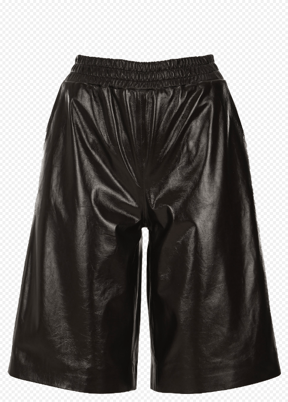 Zeynep Arcay Boxy Leather Shorts In Brown