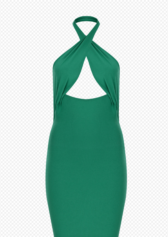 Zeynep Arcay Halterneck Mini Knit Dress In Green