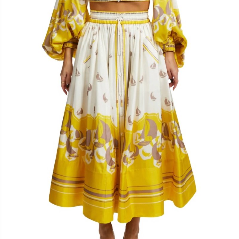 Shop Zimmermann High Tide Gathered Skirt In Yellow