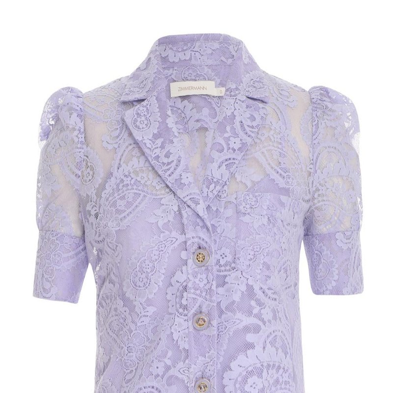 Zimmermann High Tide Lace Shirt In Periwinkle