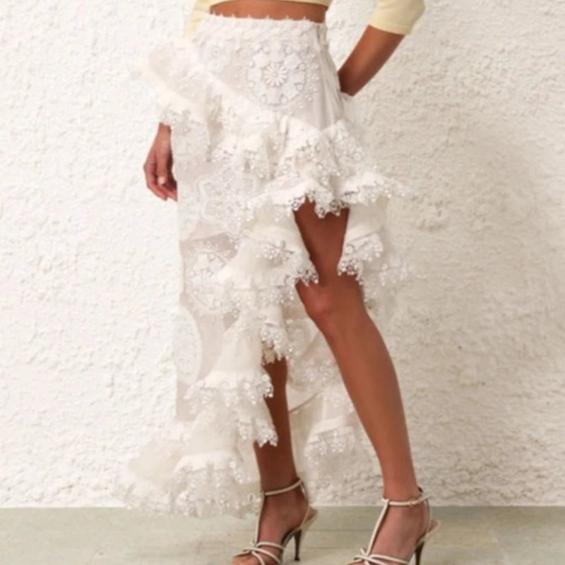 Shop Zimmermann Matchmaker Doily Skirt In White
