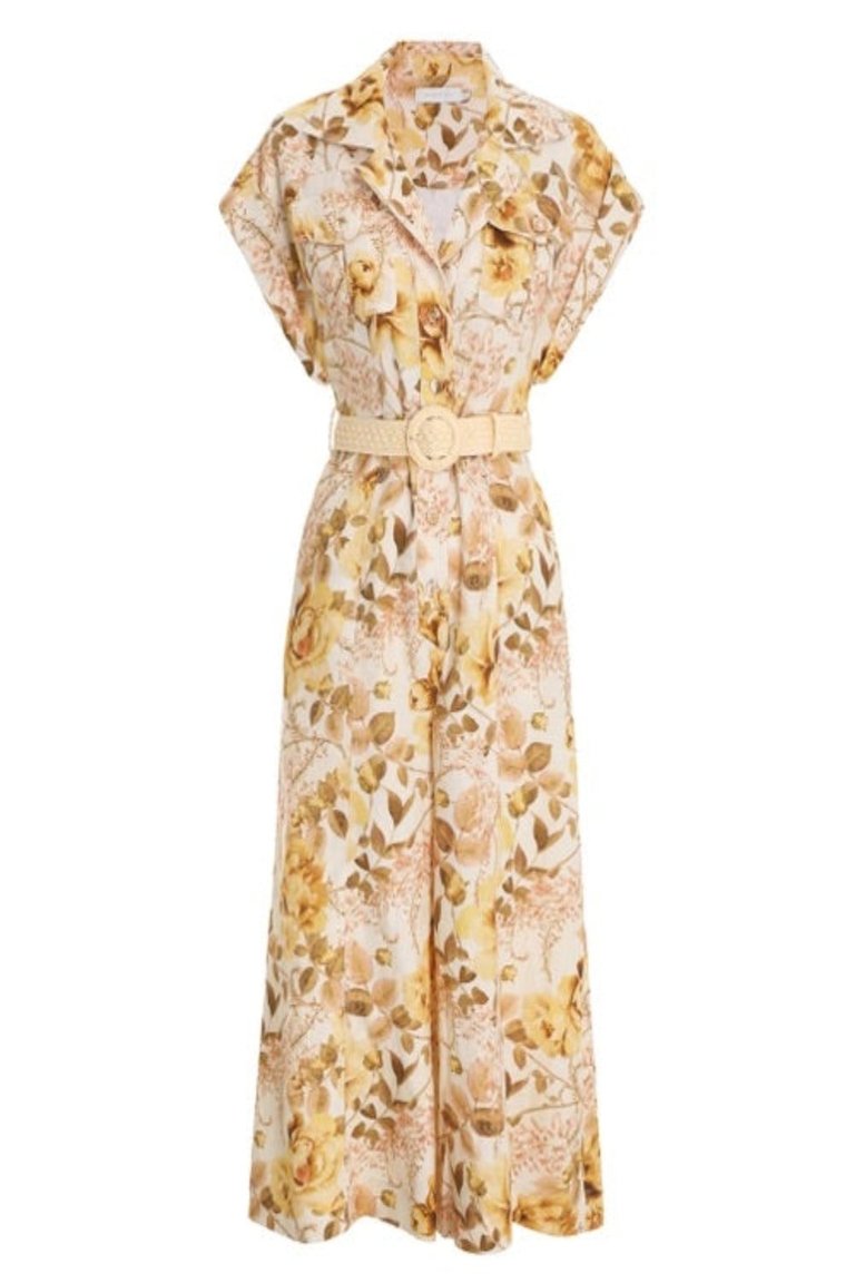 Rosa Roll Cuff Jumpsuit - Cream Peony Floral
