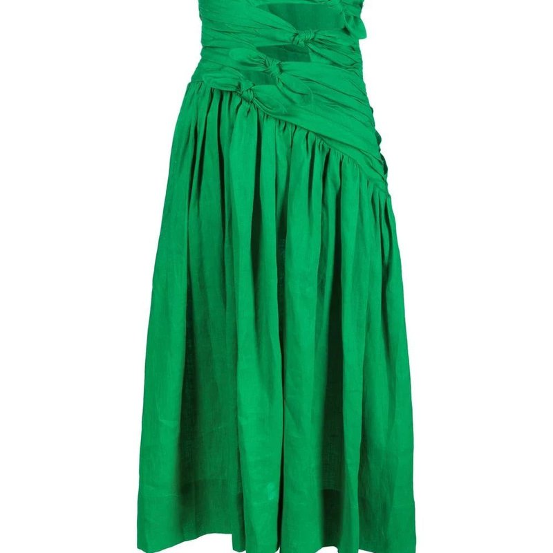 Shop Zimmermann Tiggy Bow Midi Dress In Green