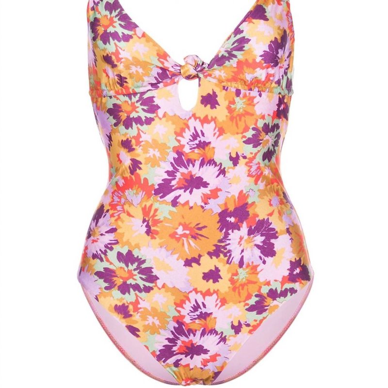 Zimmermann Violet Knotted 1pc Mustard Floral Swimsuit In Multi