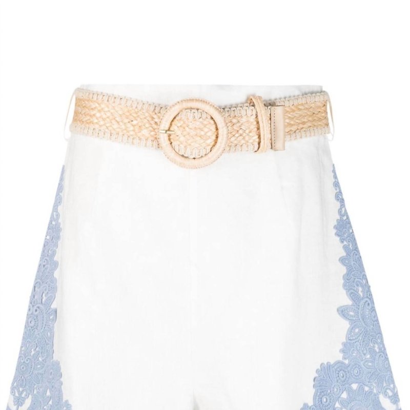 Shop Zimmermann Women Raie Embroidered Trim Shorts In White