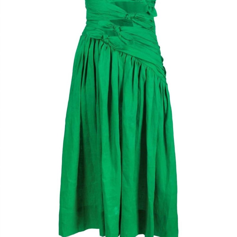 Shop Zimmermann Women's Tiggy Bow Sleeveless Midi Dress In Green